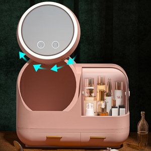 2021 girl Multifunctional Portable Cosmetic Organiser make up Mirror beauty storage
