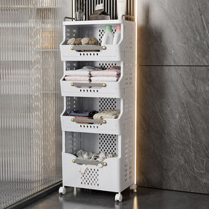 Multi-Functional Folding Storage Shelf, Space-Saving Rolling <strong>Cart</strong> for Bathroom &amp; Household - Product Image 5