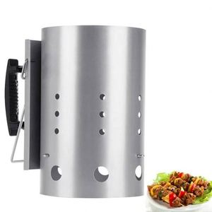 Hot Eco-Friendly <b>BBQ</b> Heavy Duty Deluxe Silver Stainless Steel Pit Barrel Cooker Rapid Chimney Starter Set Charcoal Grill Easily - Product Image 5