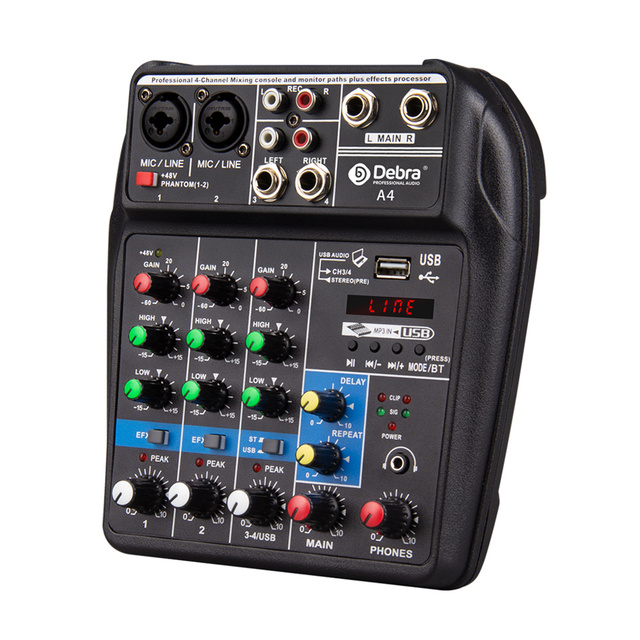 Debra Audio A4 Professional Portable Audio Player with Black Digital Mixer Sound Card for On-the-Go Use