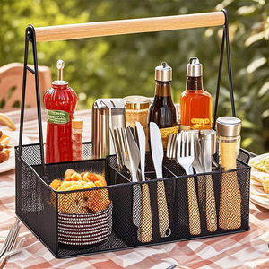 Portable <b>Mesh</b> Storage <b>Basket</b> For Outdoor Picnic Camping Kitchen Utensil Organizer Rectangle Eco-Friendly Standing Type - Product Image 1