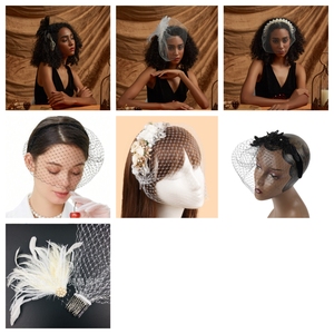 Nouveau bandeau de mariée <span class=keywords><strong>avec</strong></span> voile fil de soie plume Fascinator ornements de cheveux accessoires de <span class=keywords><strong>mariage</strong></span> uniques coiffes coiffure femme - Product Image 5