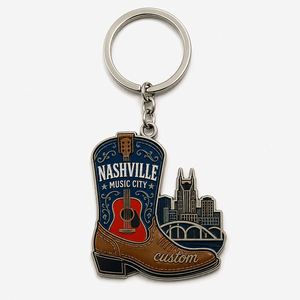 Porte-clés personnalisés en gros de Nashville, pendentifs monuments urbains, souvenirs de voyage USA, promotion pour bars musicaux - Product Image 3