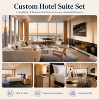 Ensemble de meubles de chambre d'hôtel 5 étoiles sur mesure, style moderne et luxueux, en bois massif, solution FF&E écologique pour appartement, garantie 10 ans
