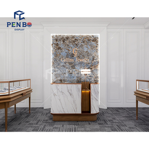 Desain Meja Pajangan Perhiasan Modern Mewah dari Kaca dan Kayu, Produsen Meja Pajangan Perhiasan Emas - Product Image 3