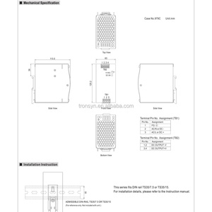 อินเวอร์เตอร์อุตสาหกรรม Meanwell รุ่น NDR-240-24 แบบติดตั้งบนราง Din ขนาด 24V กำลังไฟ 240W แบบบาง พร้อม PFC กระแสไฟ 10A - Product Image 3
