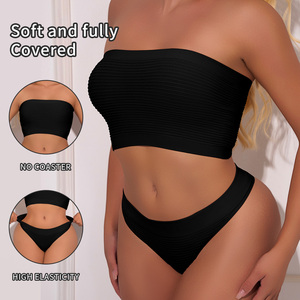 Conjunto de <span class=keywords><strong>sujetador</strong></span> <span class=keywords><strong>sin</strong></span> <span class=keywords><strong>tirantes</strong></span> y tanga al por mayor de fábrica, ropa interior cómoda, top tipo tubo, conjuntos de <span class=keywords><strong>sujetador</strong></span> adelgazantes de alta elasticidad para mujer - Product Image 2