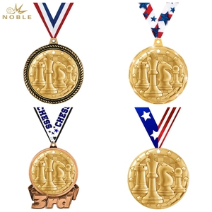 Médaille de compétition d'échecs en or de haute qualité pour enfants en stock - Product Image 1