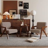 Fauteuil à bras en bois massif antique français avec housse en lin pour salon, villa, hôtel - Fauteuil d'appoint inclinable moderne de luxe léger