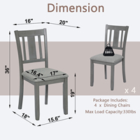 [Livraison US] Ensemble de 4 chaises de salle à manger en bois rembourrées grises au design moderne avec assise rembourrée, expédition rapide depuis les États-Unis, MOQ 1 ensemble