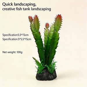 Décoration <span class=keywords><strong>de</strong></span> terrarium pour reptiles et amphibiens : Cactus artificiel réaliste non toxique, plante verte, ornement très demandé - Product Image 5
