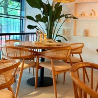 Chaise en bois de restaurant de bras de coussin doux de rotin d'hôtel de café de dessert de thé au lait commercial moderne