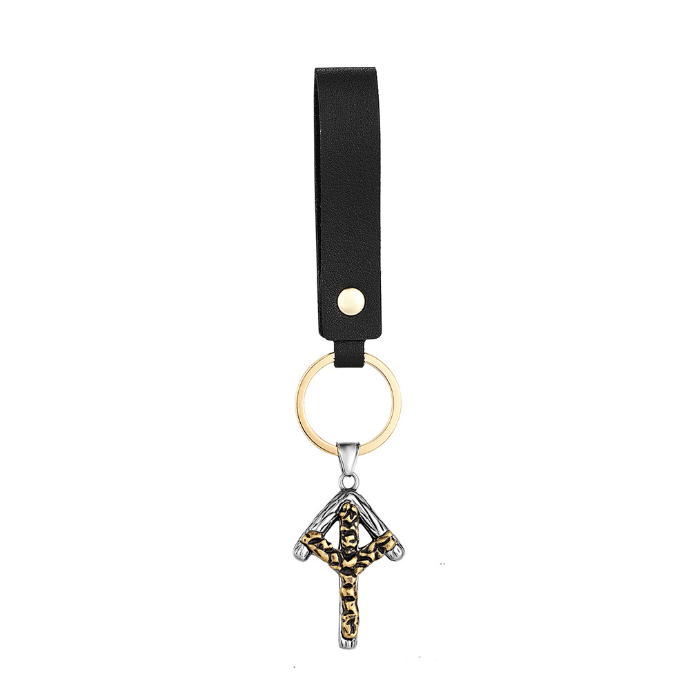 Two-tone pendant with leather cord