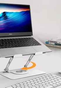 Support pour ordinateur portable/tablette WORKEZ Wz-302 en métal, rotatif à 360°, pliable, réglable en hauteur, pivotant, pour les appareils de moins de 17 pouces, utilisation ergonomique - Product Image 2