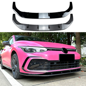 Amp-Z Front Bumper Lip Splitter For Volkswagen Golf 8 Mk8 Gti R-Line Matte Piano Black Carbon Fiber Texture Tuning Style - Product Image 5