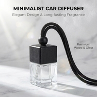 Botella de Vidrio Transparente Cuadrada para Colgar Fragancias, con Tapa Negra, Frasco Vacío en Forma de Cubo, Colgante para Auto, Envase para Fragancias Líquidas