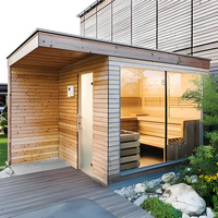 Sauna de Vapor Moderna Eléctrica para 4-5 Personas, de Madera Sólida para Exteriores, con Calefacción Infrarroja, Tamaño Grande para Gimnasio y Relajación