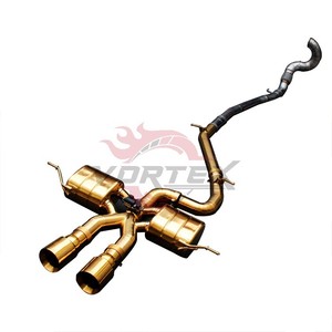 Échappement Catback Vortex Titanium Gold à valves pour VW Golf 7R MK7 2.0T avec double silencieux et embouts centraux dorés, systèmes de tuyauterie - Product Image 3