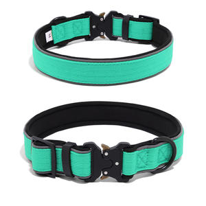 Surepet stevige polyester lint gevoerde reflecterende buis tactische hondenhalsband met knoopsluiting voor grote honden alle seizoenen handgemaakt - Product Image 2