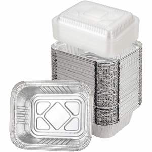 Rectangle Disposable Aluminum Dishes-10" Inch 1750ml Food Grade Recyclable Lunch Box with Paper Lid - Product Image 1