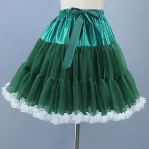 Cloud Soft Gauze Bustle Boneless Lolita Puffy Tutu Skirt Children's Princess Skirt Adult Skirt Dark Green Lolita Petticoats
