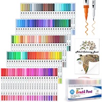Stylos pinceaux à double pointe pour aquarelle Bonvada BK-001, marqueurs artistiques, 120 couleurs, ensemble de pointes fines et de pointes pinceaux souples, étui portable, livre de coloriage