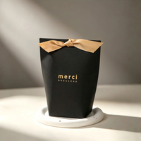 Carpeta de Arte Negra de Lujo con Logotipo Personalizado en Relieve, Mini Bolsas de Regalo Reciclables para Decoración de Bodas y Fiestas, Bolsas de Embalaje para Dulces con Cinta