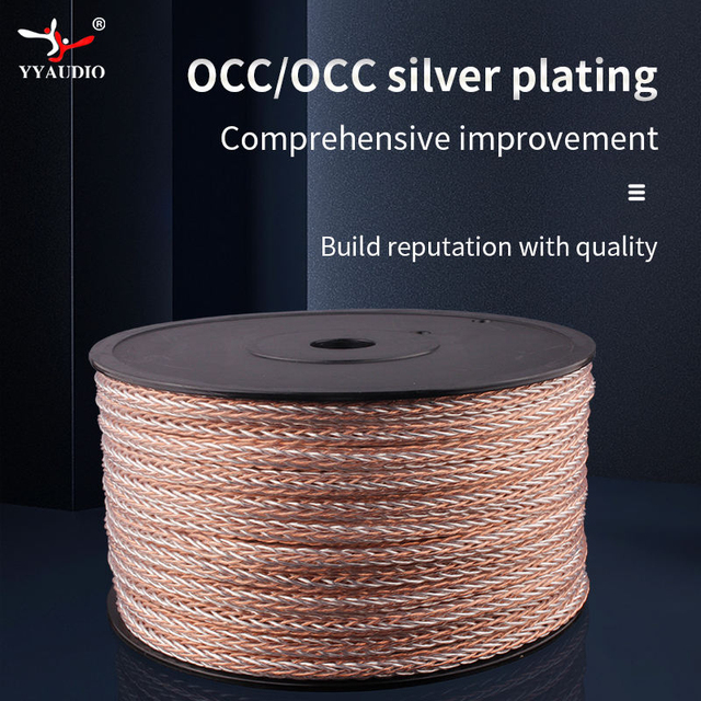 OEM 8AC OCC+OCC Silver Plated Copper Speaker Bulk  Cable Scientific Geometry Weaving HiFi Audio Wire for High End Speaker System