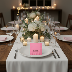 Serviettes de cocktail en papier rose Party Love 33x33cm brodées pour les fêtes à domicile et les événements de restauration - Product Image 2