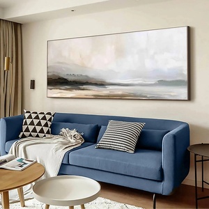 Cuadro Panorámico Abstracto de Lago en Montaña, Arte Mural Original, Pintura al Óleo Texturizada Impresa en 3 Colores, Hecha a Mano, Grande y Moderna - Product Image 2