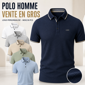Polo Homme Vente En Gros Men's Textured Pique Short Sleeve <b>Shirt</b> Contrast Trim Custom Logo Bulk Wholesale Corporate Uniform - Product Image 1