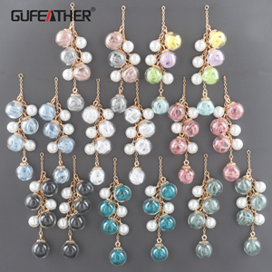 18K vergoldet M1081 Glas Beads pearls feathers Nickel-Free REACH Pass Schmuck Herstellung DIY Anhänger Ohrring <span class=keywords><strong>2</strong></span> teile/los - Product Image 1