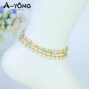 En Stock, Tobilleras de Cobre para Mujer, Chapadas en Oro de 18K, con Imitación de Perlas, Resistentes al Agua, Joyería de Moda, Regalo para Fiesta - Product Image 1