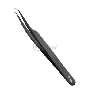 Pince à épiler d'extension de cils en acier inoxydable de marque de distributeur avec logo personnalisé avec pointe pince à cils personnalisable - Product Image 1