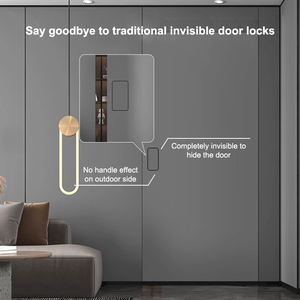 Maniglia a Scomparsa No-<span class=keywords><strong>Ha</strong></span> da Incasso Nera Senza Chiave Serratura Segreta Unilaterale per Porta Nascosta in Legno a Filo Muro - Product Image 5