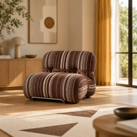 Fauteuil d'appoint sectionnel minimaliste nordique en tissu rayé avec rembourrage en mousse, pour appartement, centre commercial, chambre à coucher, mobilier de loisirs, fauteuil de salon