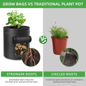 Sacs <span class=keywords><strong>de</strong></span> culture <span class=keywords><strong>de</strong></span> légumes pour jardin <span class=keywords><strong>de</strong></span> 5, 7 et 10 gallons, réutilisables, écologiques, pliables, en feutre, avec couleur personnalisable - Product Image 5