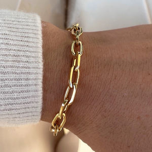 Bracciale LUMINA in Oro 18K Design Minimalista con Cornice Rettangolare, Catena Romana Au750 con Chiusura Unisex - Product Image 2