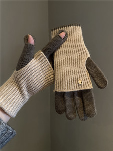 Nouveaux <span class=keywords><strong>gants</strong></span> d'hiver en mélange de laine premium pour femmes, avec nœud, à deux doigts exposés, compatibles écran tactile, résistants au froid <span class=keywords><strong>et</strong></span> chauds pour usage quotidien - Product Image 6