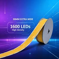 Bande lumineuse LED COB haute puissance 40W/M 1600 LED, largeur 30MM, 12V 24V, CRI 90, haute luminosité, éclairage LED flexible