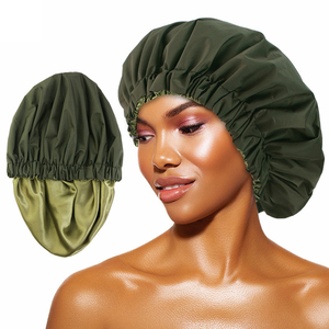 Bonnets <span class=keywords><strong>de</strong></span> Douche Unicolores pour Femmes, Double Couche, Doublure en Satin, Imperméables, Protection des <span class=keywords><strong>Cheveux</strong></span>, Bonnets <span class=keywords><strong>de</strong></span> <span class=keywords><strong>Bain</strong></span> - Product Image 1