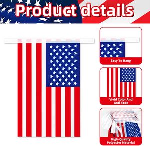 Drapeaux américains de 23,3 pieds, 20 mini-drapeaux en guirlande USA, <span class=keywords><strong>rouge</strong></span>, <span class=keywords><strong>blanc</strong></span>, <span class=keywords><strong>bleu</strong></span>, pour le 4 juillet, le Memorial Day - Product Image 3