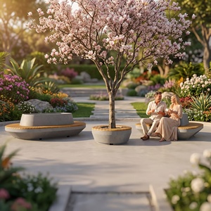 Banc de jardin extérieur rond, banc de patio, siège d'arbre, siège de rue, banc de place publique - Product Image 5