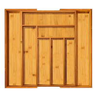 Grand Organisateur de Tiroir de Cuisine Moderne Multifonctionnel en Bambou Laqué, Boîte de Rangement pour Couverts à 8 Compartiments