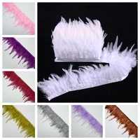 Bordure en plumes de coq colorées avec pointes blanches et rouges, franges décoratives DIY pour costumes de carnaval, chapeaux et accessoires vestimentaires