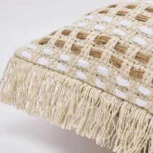 AIBUZHIJIA Boho Throw Pillows Cover Handmade Woven Pillow Case Rectangular Cushion Cover With Tassel
