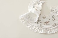 3 Pack Baby Bibs | Watercolor Print Drool Bibs with Lace Ruffle | Deer Botanical Floral | Snap Closure Newborn