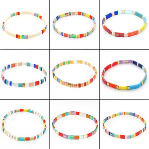 Fait à la main <span class=keywords><strong>Original</strong></span> Miyuki Tila perles mode bijoux accessoire arc-en-ciel extensible émail tuile perles de rocaille bracelets pour enfants - Product Image 2