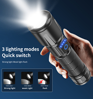 Lampe torche LED 30W à zoom télescopique longue portée, affichage numérique de la puissance, rechargeable par USB, puissante, en alliage d'aluminium