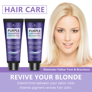 Shampooing et après-<span class=keywords><strong>shampoing</strong></span> violet tonifiant en laiton sans sulfate de marque privée pour cheveux blonds décolorés, argentés et bruns - Product Image 3